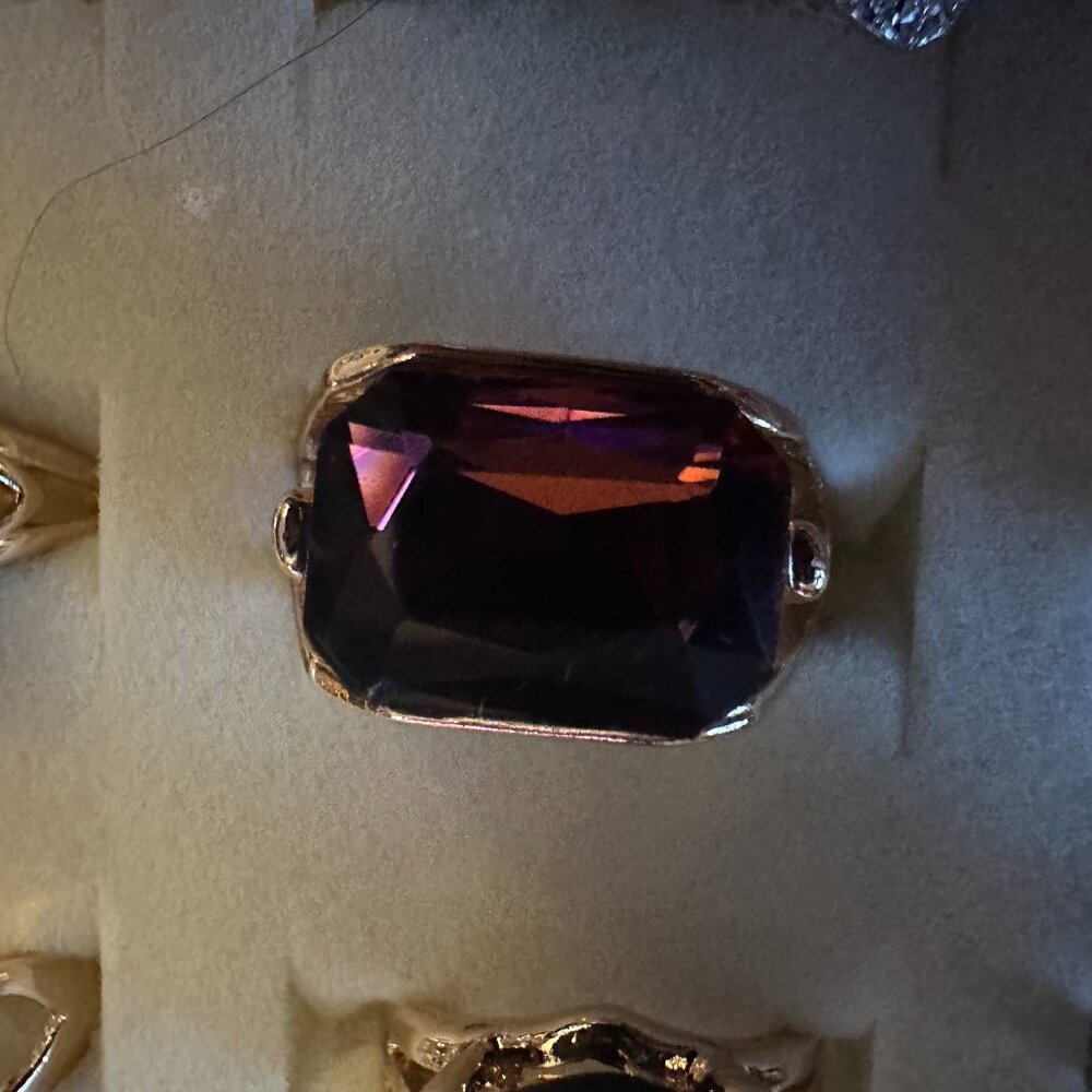 rectangular red brown cocktail ring sz 10